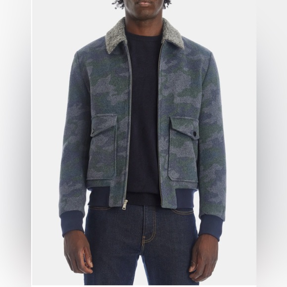 Paisley & Gray Melange Camo Wool Sherpa Bomber Jacket Medium - Picture 1 of 3